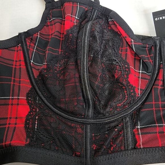 5X 28W Torrid Red Plaid Strappy Bralette Lingerie Longline Goth Punk Rock Unline - Picture 5 of 11